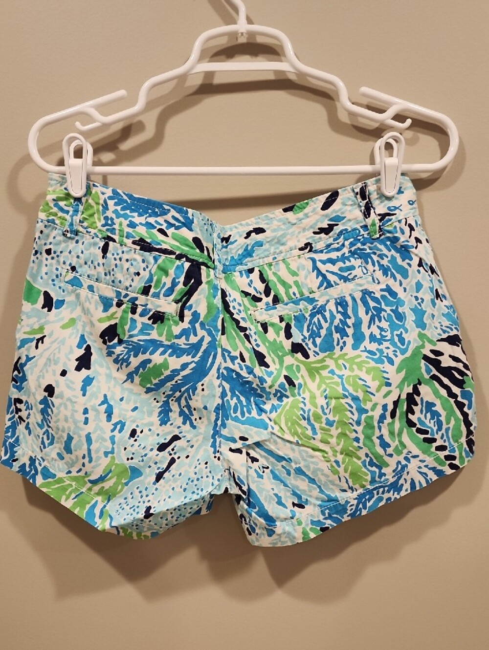 Lilly Pulitzer Blue, Green & White Callahan Shorts, Size 4 - Picture 2 of 3